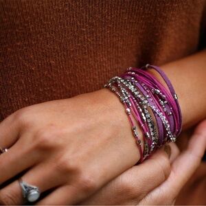 NWT Serefina Glistening Strands Double Duty Wrap Bracelet/Necklace in Violet